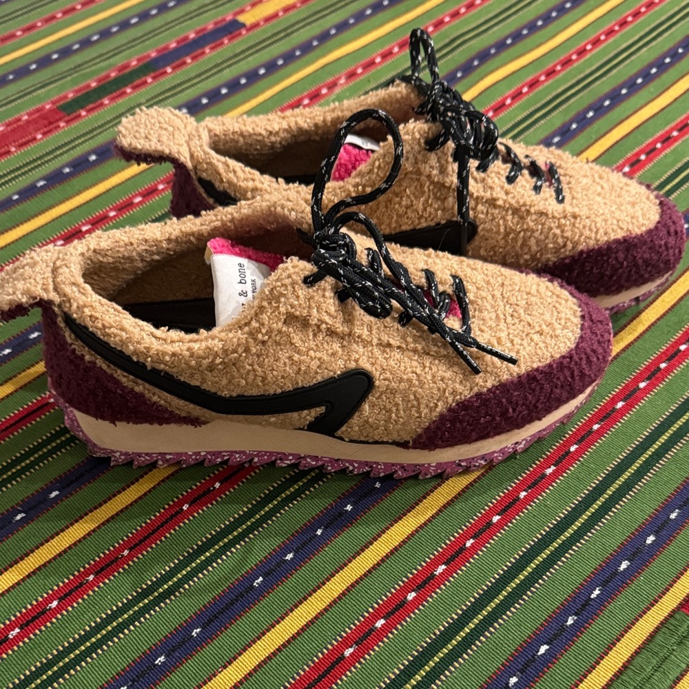 rag & bone Retro Runner Shearling Sneakers Camel Size EU 38 - Picture 7 of 16